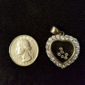 Sterling Silver floating gemstone heart pendant